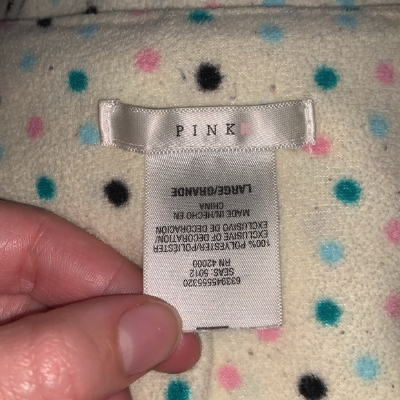 Pink K polka dot fleece nightgown size L - Picture 3 of 3